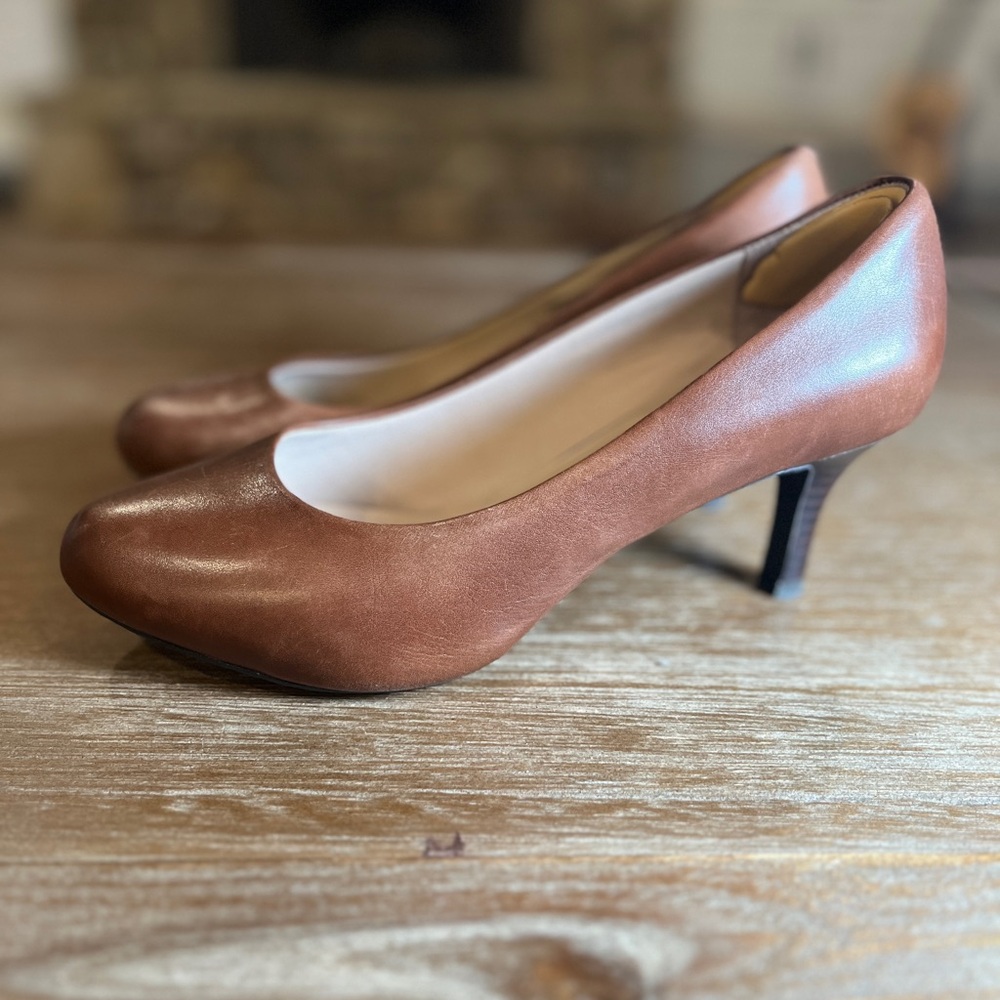 Rockport Brown Leather Heels Classic Design small platform